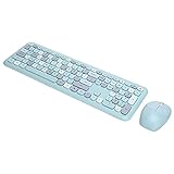 Kabellose Tastaturmaus, Tastatur-Maus-Set 110 Tasten für Computer(666 blau gemischter kabelloser Anzug)