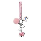 PRETYZOOM Plüschtier Schlüsselbund Kawaii Alpaka Pom Pom Schlüsselanhänger Schlüsselringe Charms Handtasche Anhänger für Telefon Geldbörse Tasche Gürtel Rucksack Geburtstagsgeschenk