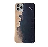 ZWQASP QJSMGZS Retro Sommer Sternenhimmel Himmel Mond Kunst Telefon Fall for iPhone 12 11 Pro max XS XR X 6 7 8 Plus 12 Mini 7plus Case Cute Hard Cover (Color : A, Size : for iPhone 12)