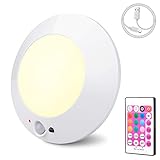 HONWELL LED Deckenlampe mit Bewegungsmelder, Wiederaufladbare LED Deckenleuchte, Deckenleuchten mit 12 wechselnden Farben, Kabellos Sensorleuchte für Garage Flur Speisekammer Korridor, Weiß, 1 Stück