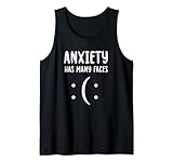 Anxiety Has Many Faces Tanktop, Happy Sad Shirts, Smiley-Gesicht Tank Top