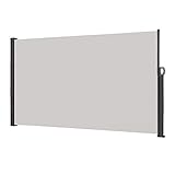 LZQ Seitenmarkise Sichtschutz Sonnenschutz Windschutz, Markisenstoff aus Polyester für Terrasse Camping seitlicher Windschutz (160x300cm, Grau)