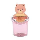 Cute Bear automatisch abtropfender Zahnbürstenbecher, kein Loch an der Wand befestigte Regalaufbewahrungsbox, Zahnpasta-Zahnbürsten-Aufbewahrungsregal in (Rosa)