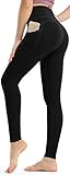 Persit Damen Sport Leggings, High Waist Yogahose Lang Sporthose Sportleggins Tights Schwarz S