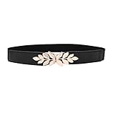Beokeuioe Damen Leder Slim Einstellbar dünner Gürtel mit ineinandergreifender Schnalle Elastischer Gürtel, Taillen Gürtel Skinny Gürtel für Kleider Retro Stretch Taillengürtel Dünnen Gü