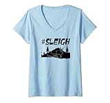 Damen Schlitten – lustige Weihnachten T-Shirt mit V