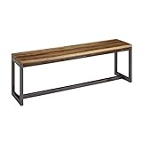 FineBuy Esszimmerbank 120 x 46 x 45 cm Mango Massivholz/Metall Holzbank Vintage | Esstischbank Massiv ohne Rücken-Lehne | Küchenbank Essbank