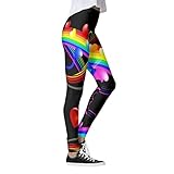 ROYIYI Yoga Fitness Hosen Damen Bunte Bedruckt Leggings Sanft Elastische Hosen Lang Leggings mit Valentinstag Druck
