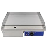 T-CAT Elektrische Grillplatte glatt, Elektrogrill 3000Watt , ( 55 x 35 cm) Grillfläche , Gastro Grillplatte mit Fett Auffangbehälter und Sp