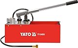 YATO Profi XXL Handpumpe für Drucktest, max. Druck 5 MPa (50 bar), 12 Liter, ideal für Solar Heizung Rohre, Hand Prüfpumpe Druck Prüf Pumpe Befüll Pumpe Test Heizleckprüfpump