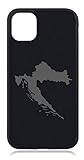 Kompatibel mit iPhone 11 Kroatien Karte Flagge Fahne Mattschwarz Schwarz Handyhülle Case Cover Hülle Silik