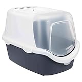 Trixie T40341 40341 Katzentoilette Vico Open Top, mit Haube, 40 × 40 × 56 cm, blaugrau/weiß