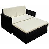 2er-Set Lounge Set Gartenmöbel-Set mit Hocker, Sitzgruppe Lounge mit Sofa Gartensofa Sitzgarnitur ​Gartenmöbe Loungel für Garten Balkon T