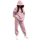 KGLHTYU Jogginganzug Damen Hoodie Set Trainingsanzug Pullover Set Velours Sportanzug Freizeitanzug 2 Teilig Kapuzenjacke Langarm Lange Sporthose für Frühling Herbst und Winter Outdoor Anzug