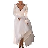 EMATOP Kleider Damen Festlich Spitzenkleid Elegant Cocktailkleid Knielang Abendkleider Sexy V-Ausschnitt Blusenkleid Ballkleid Lang Cocktail Weich Bequemes Herbstkleider für Hochzeit Party