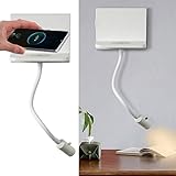 SENFAY LED Innen Wandlampe mit Schalter, Leselampe Wandleuchte mit USB-Anschluss & Qi Wireless Charger, Modern Flexible Verstellbar Schwanenhals Lampe 3W, Wandspot für Hotel Schlafzimmer Büro,Weiß