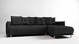 ROVERTI Gaja Ecksofa mit Schlaffunktion und Bettkasten Dunkelgrau, 229 x 94 x 174 cm - Skandi-Stil, Schlafsofa - Couch - W