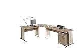 OFFICE LINE Eckschreibtisch in Eiche Sonoma Optik - Moderner Bürotisch Computertisch mit großer Arbeitsfläche und Rollcontainer - 220/170 x 72 x 70 cm (B/H/T)