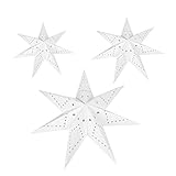 WINOMO 3Pcs Weihnachten 7 Zackigen Stern Laterne Papierstern Schneeflocke Deckenlampenschirm Hängende Verzierung für Parteihauptdekoration Weihnachten Hochzeit Geburtstag