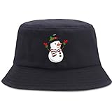 Qiufeng Eimerhut Sonnenhut Kleiner Schneemann Weihnachten Eimer Hut Outdoor Wanderhut Baumwolle Casual Eimer Hüte Männer Frauen Panama Fischer Cap Beach Sonnenhut Geschenk fü