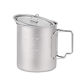 HYY-YY 750ml Reintitan beweglicher Wasser-Cup im Freien Klappgriff Cup Große Kapazität kann mit Wärmflasche Outdoor-Camping-Kochen Picknick Geschirr verbrannt w