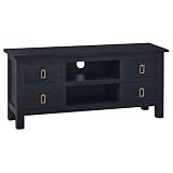 Fest-night TV-Schrank Stereo-Schrank Holzschrank Lowboard mit 4 Schubladen und 2 Fächer TV-Schränke TV-Standfüße Hellschwarzer Kaffee 100x30x45cm Massivholz Mahag