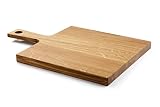 QONTUR Quinta Schneidebrett Holz mit Griff, 38 x 26 cm groß, Beidseitig verwendbares Holzbrett aus Eiche massiv, Geö