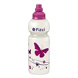 Fizzii Kinder- und Freizeittrinkflasche 600 ml (auslaufsicher bei Kohlensäure, schadstofffrei, spülmaschinenfest, Motiv: Schmetterling)