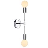 BAODEN Badezimmer Wandleuchte 2 Flammig E27 Modern Industrieller vanity Wandlampe Pole Wandmontage Badleuchte Wandbeleuchtung Leuchte(Chrom Farbe)[Energieklasse A++]