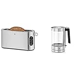 WMF Lumero Toaster Langschlitz mit Brötchenaufsatz, 2 Scheiben, XXL, Einseitiges Toasten, 1-Scheiben-Taste, 10 Bräunungsstufen& Lono Wasserkocher Glas 1,7 Liter, 3000 W