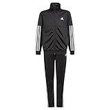 adidas GM8912 Jungen 3-Streifen Team Trainingsanzug, Top:Black/White Bottom:Black/White, 164