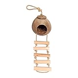 OPIU Haustier Vogelkäfig Natürlicher Kokosnussschalen-Vogelkäfig-Papageien-Haus-Nisthaus-Käfig mit hängender Abzugsleine for kleine Haustier-Sittich-Fink-Spatzen Vögel Käfige (Color : D)