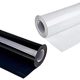 Plotterfolie Textil,Glänzend Weiß und Schwarz Flexfolie für T-Shirts & Stoffe(25 x 250cm,2 Rollen)