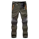 IQYU Herren Wanderhose Reflektierender Streifen Straight Regular Fit Atmungsaktiv Warm Outdoorhose Bequeme Trekkinghose Stretch Fahrradhose Mit ReißVerschlusstaschen Wasserdicht Camping