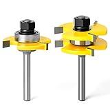 MEIGGTOOL 2 Stücke Zunge und Nutsatz, 8mm Schaft Runde Nase, 3 Zähne T F
