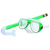 SONG Kinder Schnorchel Set Schnorchelmaske Schwimmbrille mit Schnorchel Tauchgetriebe (Color : Green)