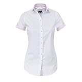 HEVENTON Bluse Damen Kurzarm in Weiß, Hemdbluse - Größe 34 bis 50 - Elegant und Hochwertig Farbe Weiß, Größe 34