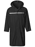 SaphiRose PONCHO Herren Regenmantel Wasserdichte Lange Regenjacke Outdoor Wiederverwendbare Regenbekleidung Schwarz S