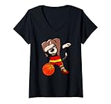 Damen Dabbing Beagle Dog Deutschland Trikot Deutsch Basketball Fans Art T-Shirt mit V