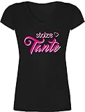 Schwester und Tante Geschenk - Stolze Tante - M - Schwarz - Shirt Tante - XO1525 - Damen T-Shirt mit V