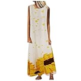 Schmetterling Druck Kleid Lässiges Elegantes Kleid Langes Strandkleid Gestreiftes Sommerkleid Ärmellose Maxikleid V-Ausschnitt Kleid Lose Luftiges Sommerk