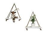 2 Stück Hängendes Regal Weiß mit Seil - Wandregal Wandschaukel Schweberegale - Aufhängen Holzregal Wand - Wanddekoration Hängeregal mit Jute Seil (2X)