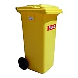SULO 120 Liter Gelbe Tonne Müllbehälter Mülltonne Abfalltonne Gelb Für alle DIN-Klammschüttungen Made in Germany Extra Starker Kunststoff Leise Vollgummiräder Leicht zu Reinigen UV-Fest Rost Fest Verrottung