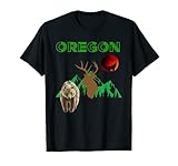 Oregon Berge Bär Elch Wolf Souvenir T-S