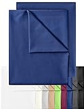 GREEN MARK Textilien 2er Pack Klassische Bettlaken Betttuch Laken Leintuch Haustuch 100% Baumwolle ohne Gummizug vielen Größen und Farben Größe: 150x250 cm, Navy b