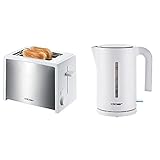 Cloer Toaster / 825 W / für 2 Toastscheiben / integrierter Brötchenaufsatz / Krümelschublade & Wasserkocher / 2200 W / große Wasserstandsanzeige / Trockengeh- und Überhitzungsschutz / 1,7 L