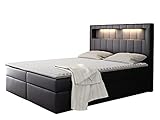 Boxspringbett Snap mit LED-Beleuchtung Doppelbett mit 2 Bettkästen Matratze + Topper Amerikanisches Continentalbett Polsterbett Farbauswahl Bett mit Kopfteil Bettgestell (Soft 011, 140 x 200 cm)