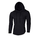 Xmiral Herren Sweatshirt Top Herbst Langarm Plaid Hoodie Mit Kapuze T-Shirt Outwear Streetwear Kapuzenpullover Outdoor Sportbekleidung(Y Schwarz,XXL)