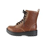 Soda Firm – Sohle, Combat Ankle Bootie mit seitlichem Reißverschluss, Braun (Whiskey), 39 EU
