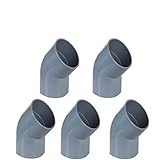 PVC Rohr und Rohrverbinder Ø 50 mm Winkel Kniestück Muffen T-Stück Kappen Fittings (5 x Winkel 45 °)